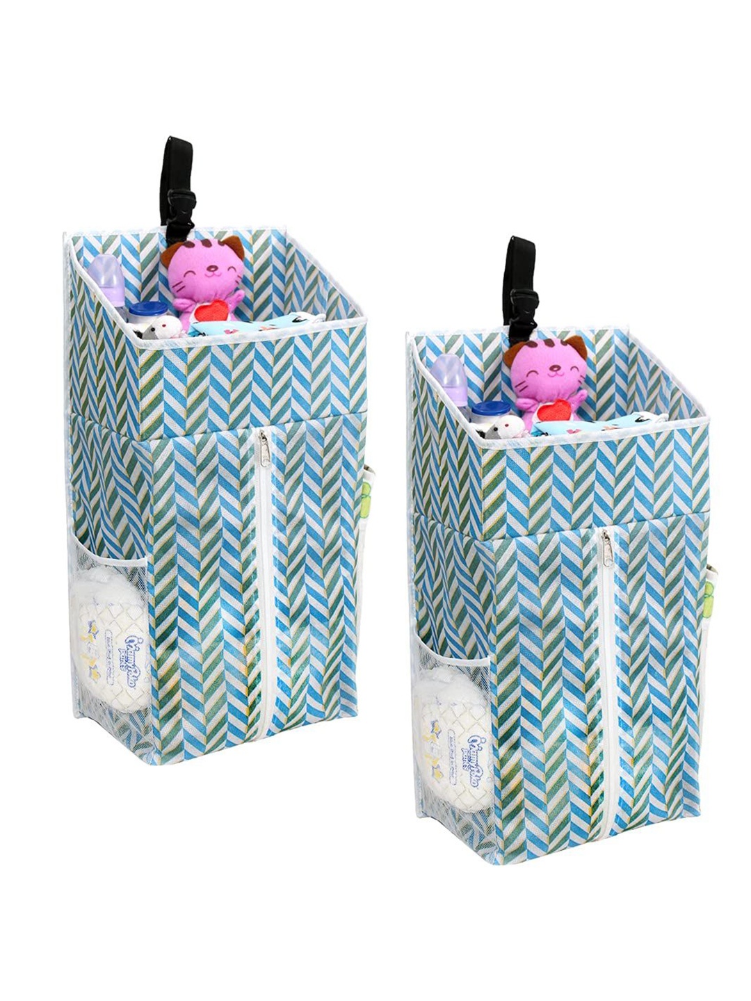 

prettykrafts Blue 2 Pieces Hanging Nursery Organizer & Diaper Storage