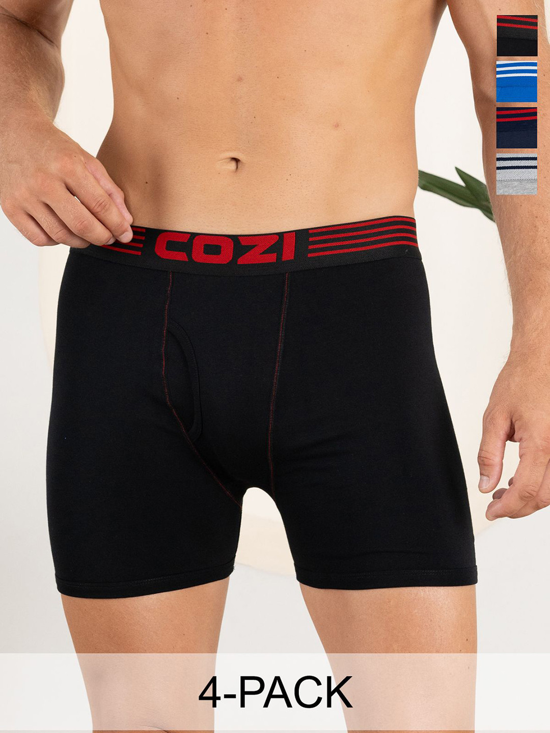 

Lux Cozi Men Pack Of 4 Assorted Pure Cotton Trunks COZI_1123_LUXURY_AST_4PC