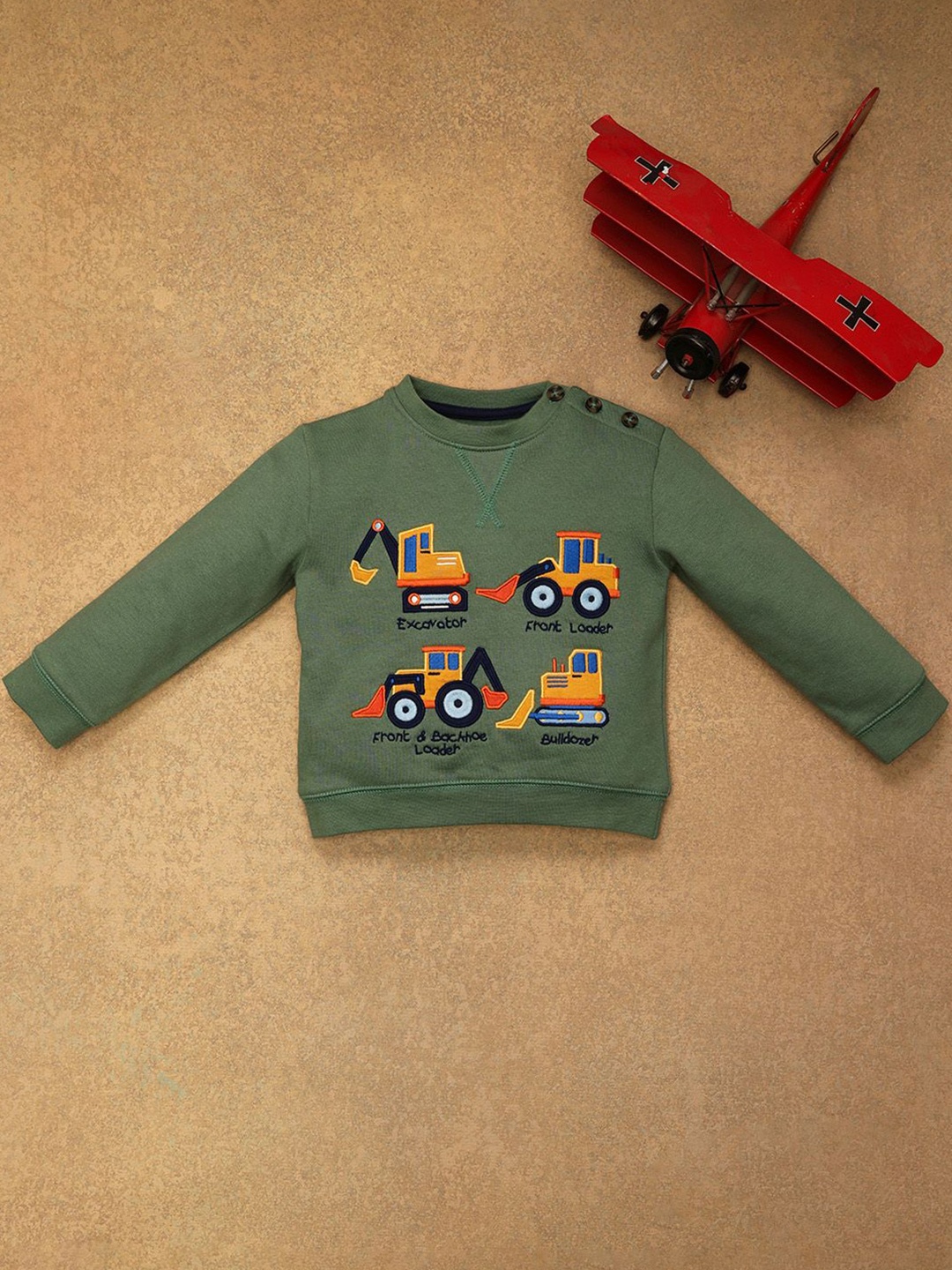 

One Friday Boys Graphic Printed Round Neck Cotton Pullover Ribbed Sweatshirt, Grey