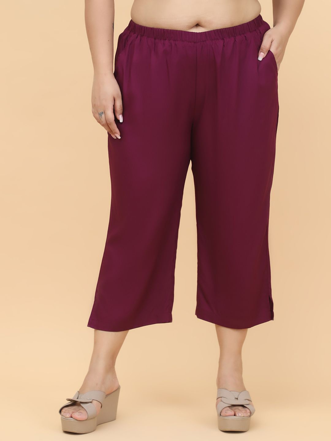 

theRebelinme Women Casual Regular Fit Capris, Burgundy