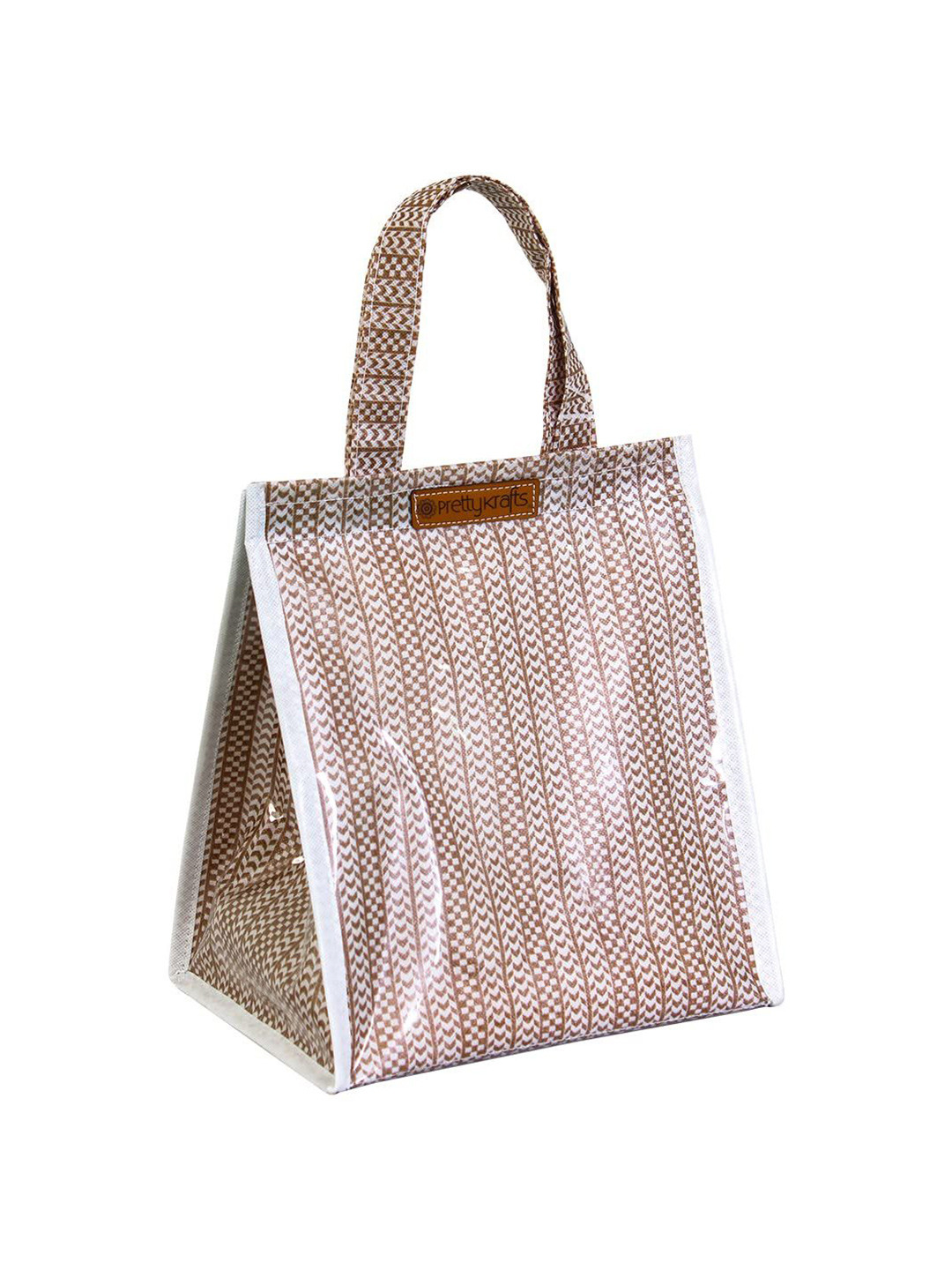 

prettykrafts Printed Insulated & Water-Resistant Lunch Bag, Brown
