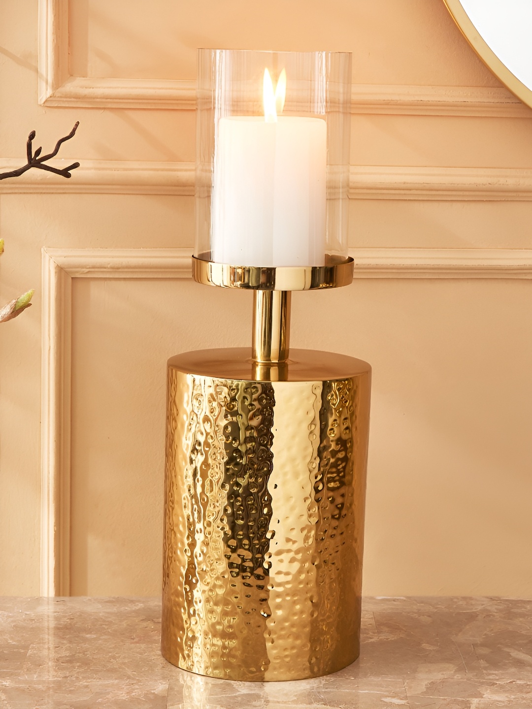 

Home Centre Eternity Viva Arc Gold-Toned Textured Metal and Glass Candle Holder