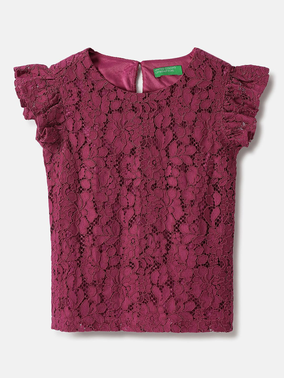 

United Colors of Benetton Girls Self Design Round Neck Nylon Top, Purple