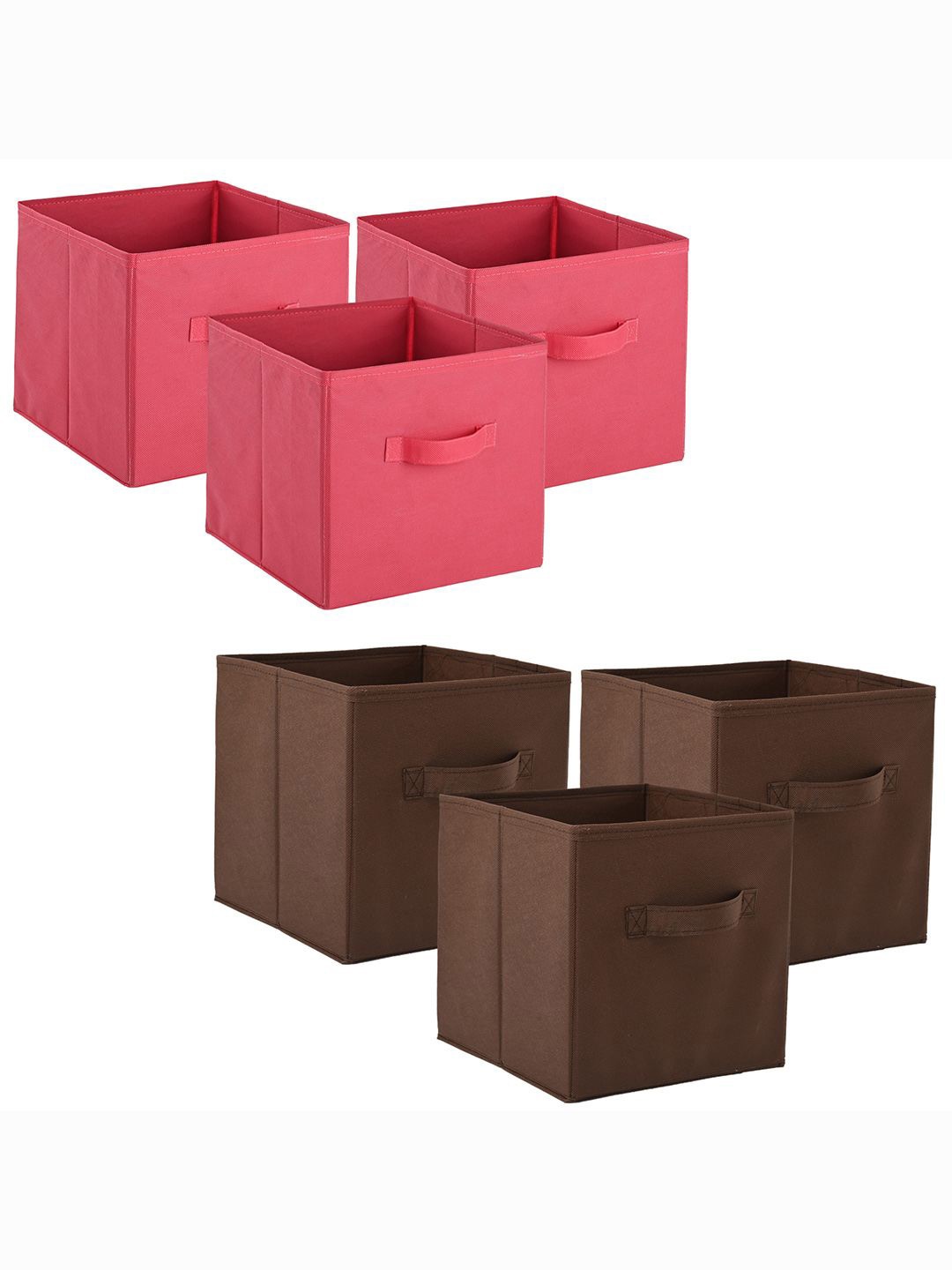

Kuber Industries Pink & Brown 6 Pieces Multi-Utility Organisers