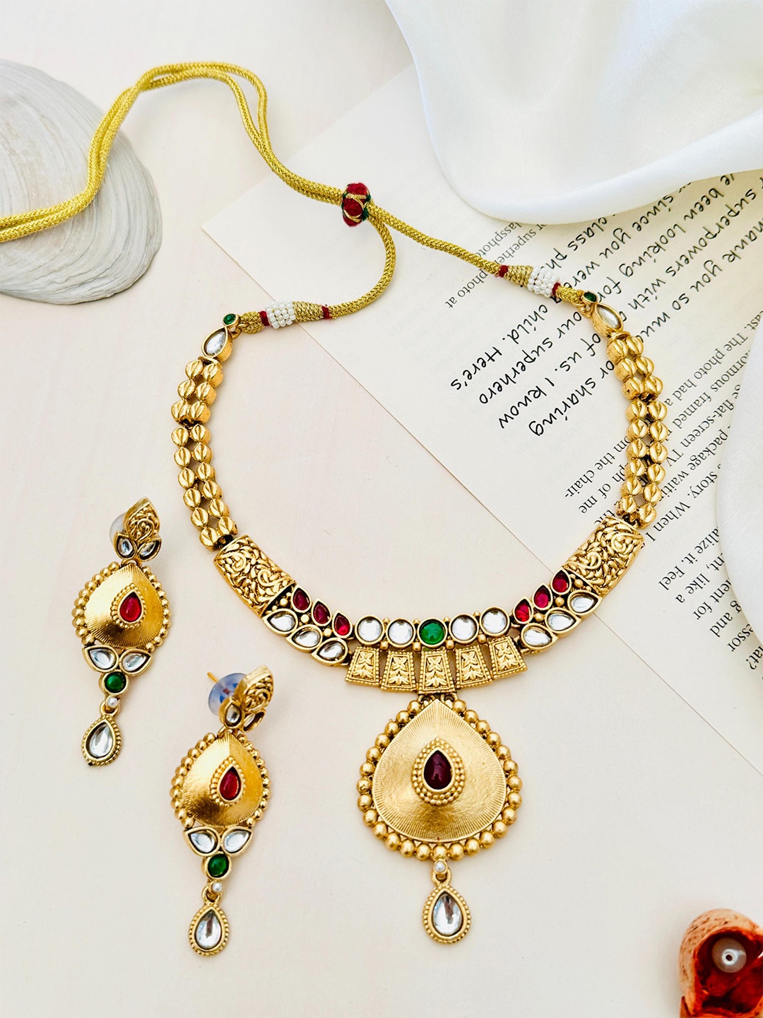 

ABDESIGNS Gold-Plated Kundan-Studded Jewellery Set