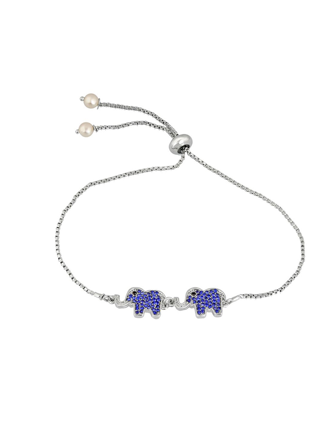 

Mahi Women 2 Crystals Rhodium-Plated Wraparound Bracelet, Silver
