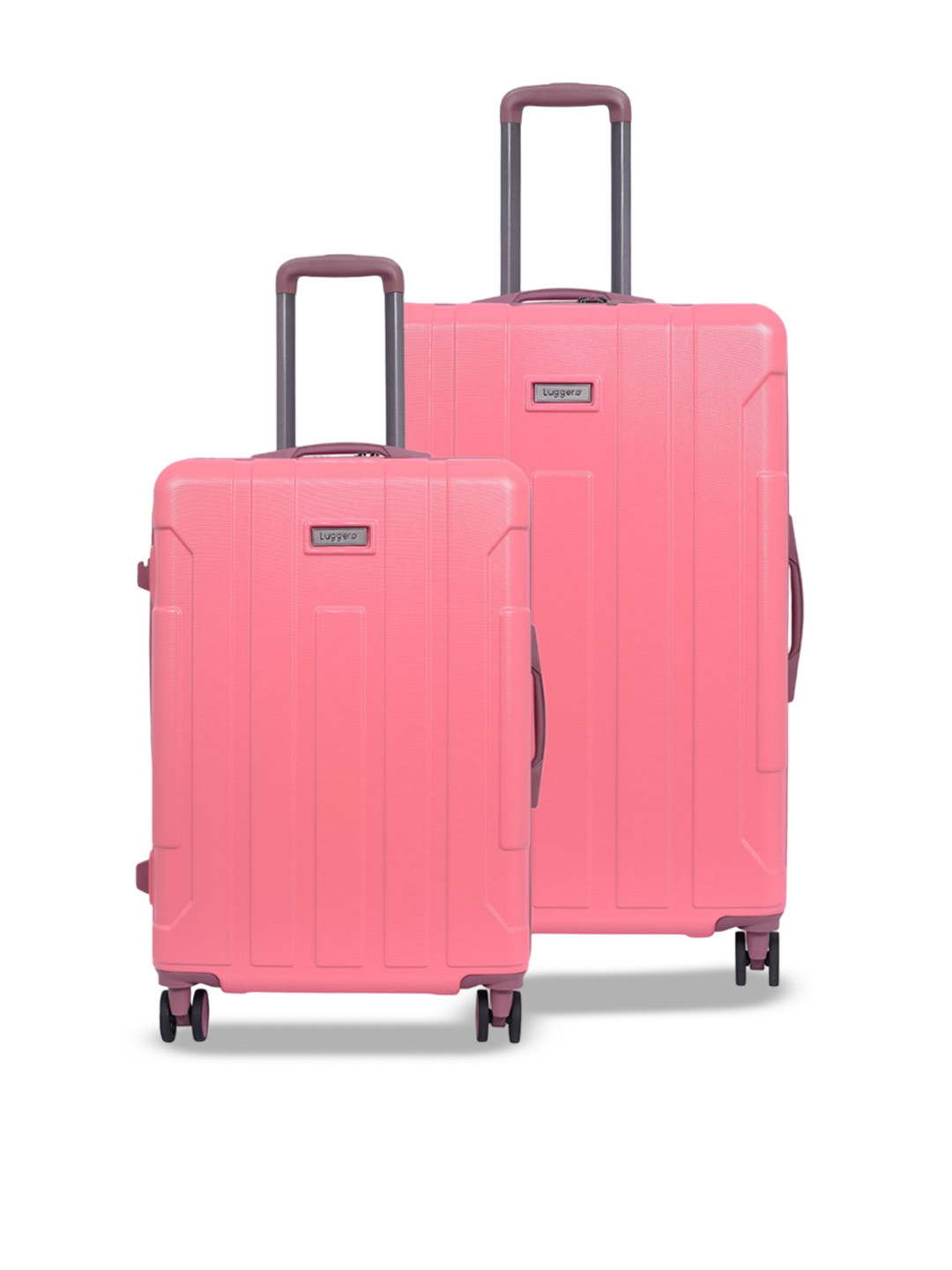 

Luggero Set Of 2 Hard-Sided Large & Medium Trolley Bag, Pink