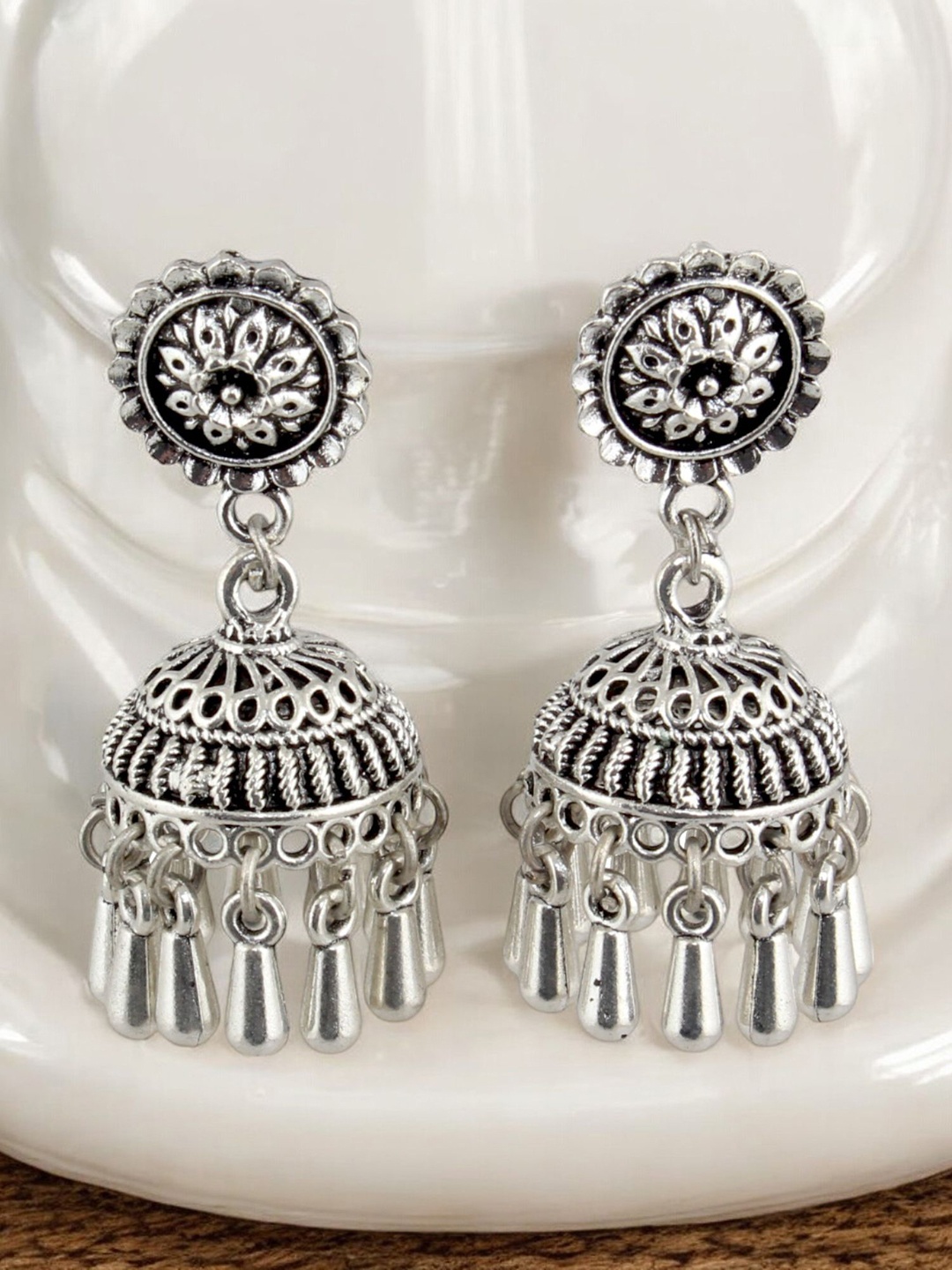 

LUCKY JEWELLERY Jhumkas Earrings, Silver