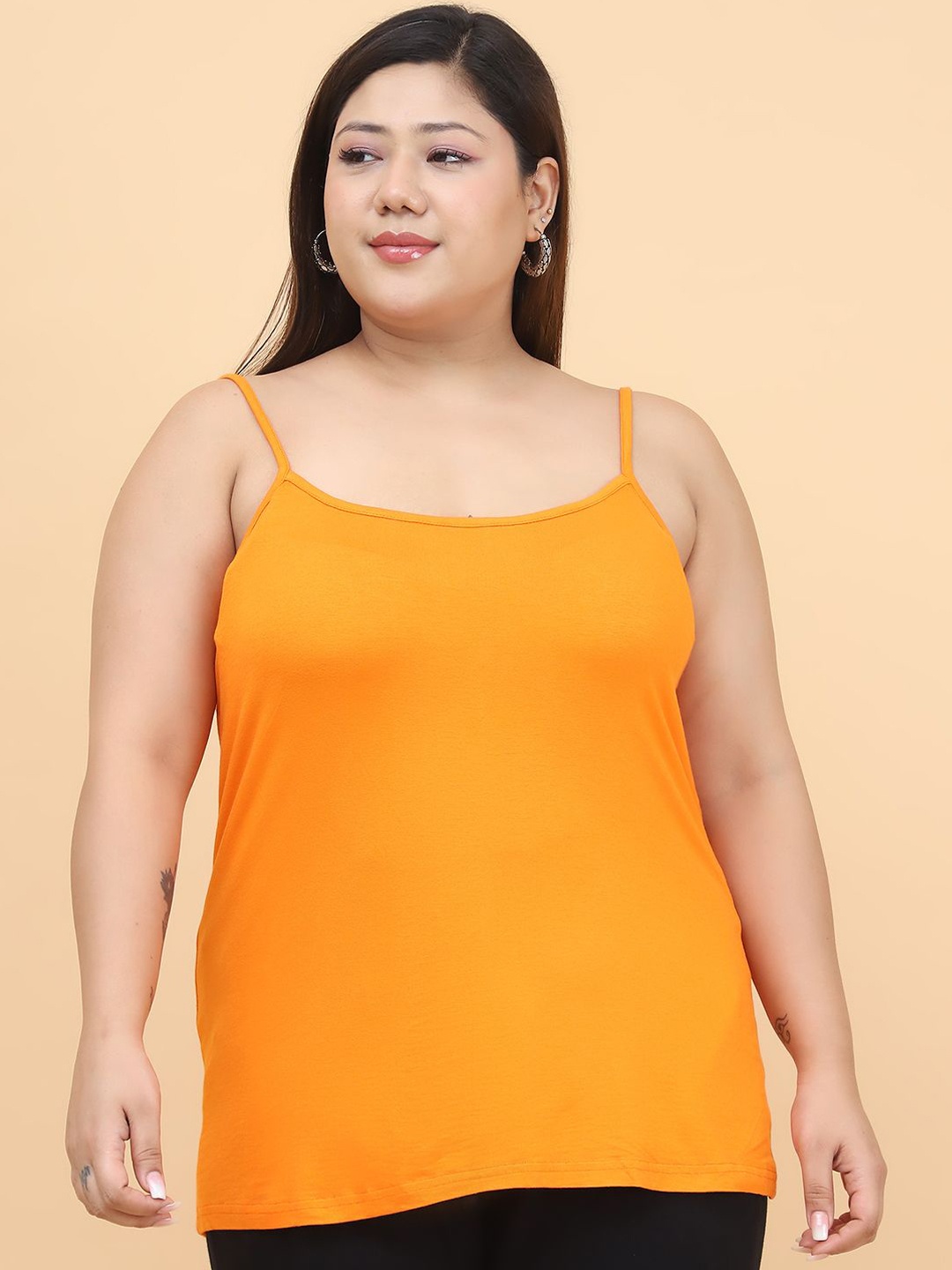 

TheRebelinme Sleeveless Plus Size Camisole for Women, Orange