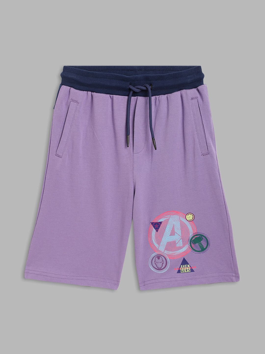 

Blue Giraffe Boys Solid Cotton Shorts, Purple