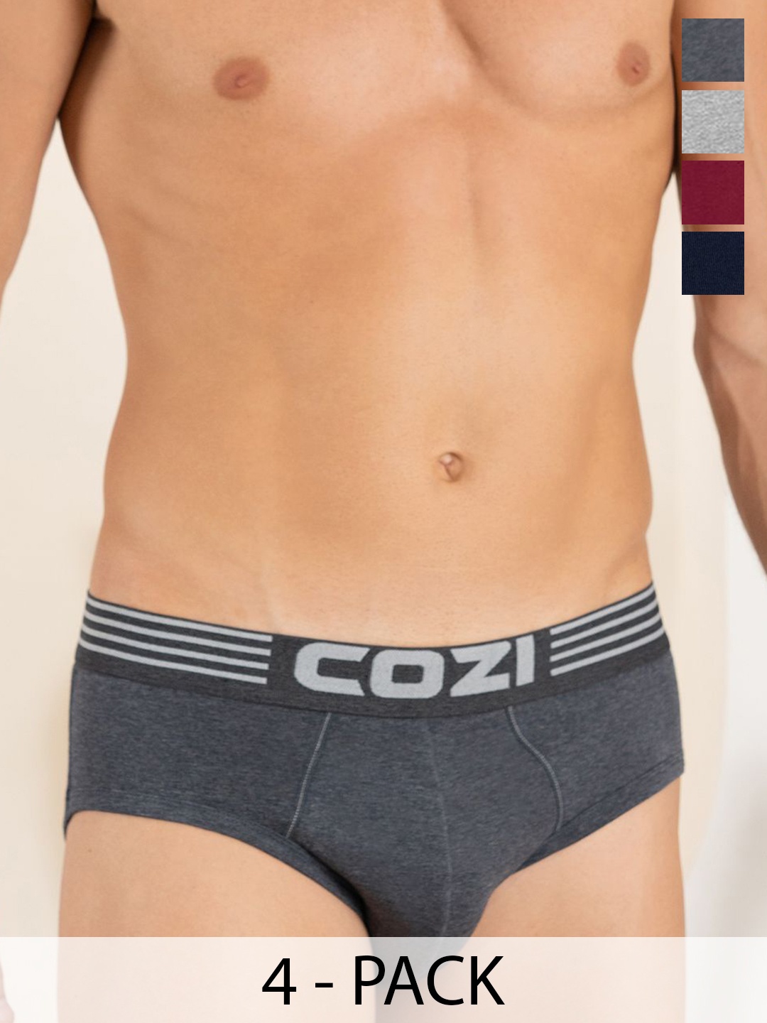 

Lux Cozi Men Pack Of 4 Pure Cotton Briefs COZI_1121_LUXURY_AST_4PC-Assorted, Black