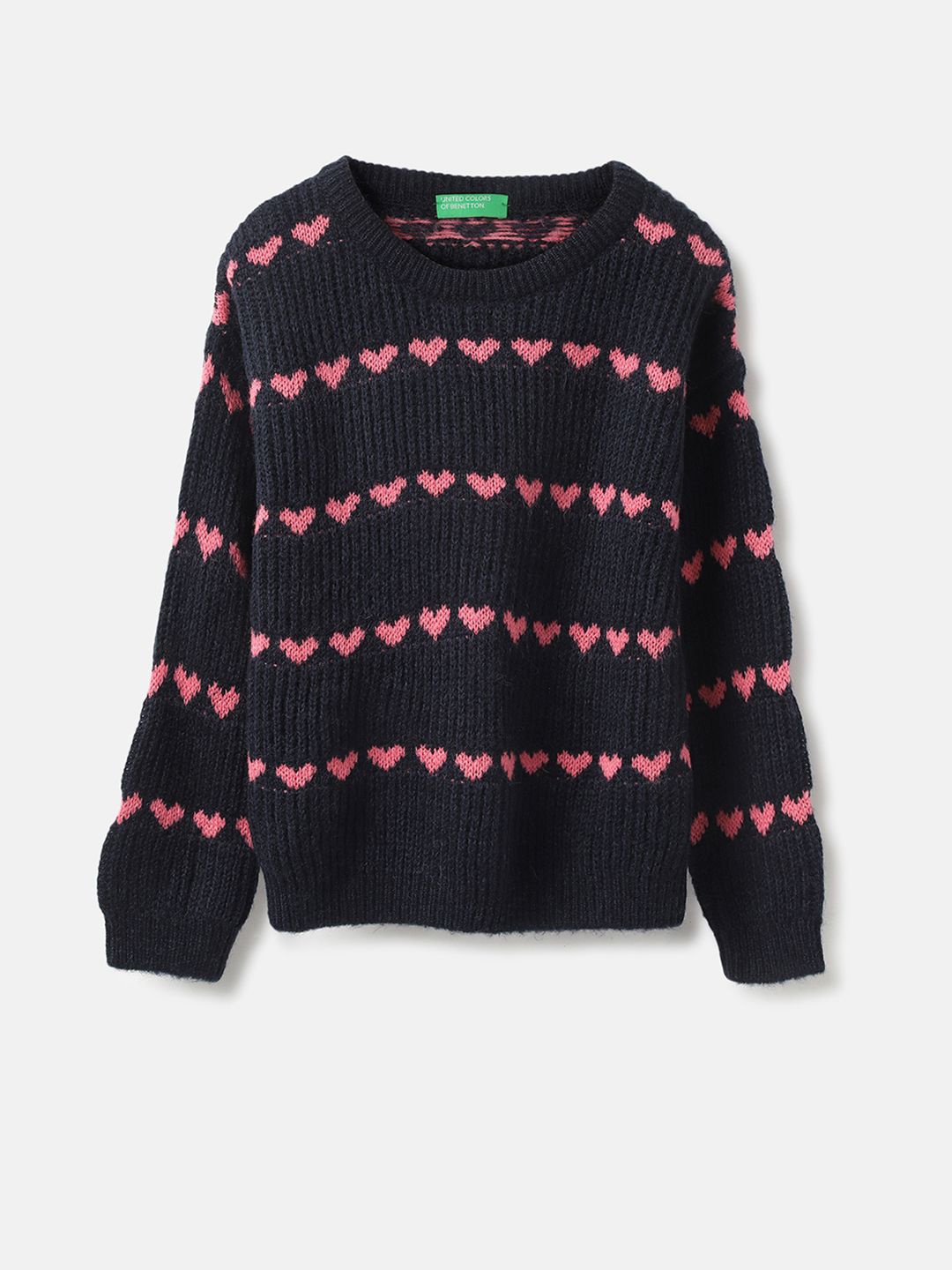 

United Colors of Benetton Girls Printed Pullover, Black