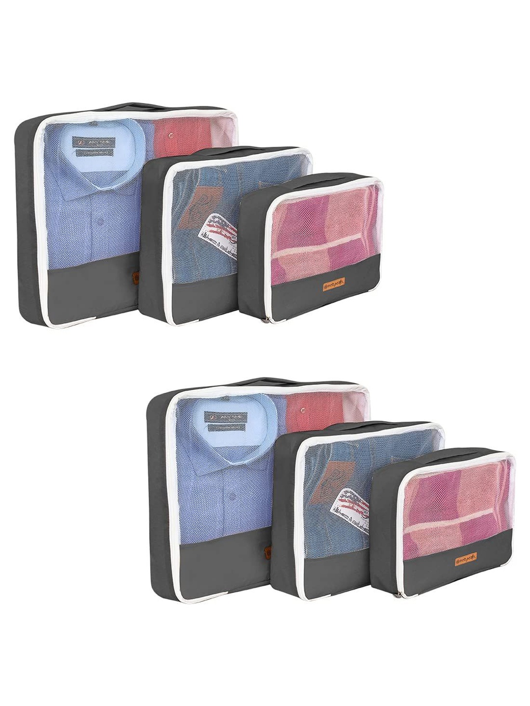 

prettykrafts Grey & White 6 Pieces Reusable Multi-Utility Organisers