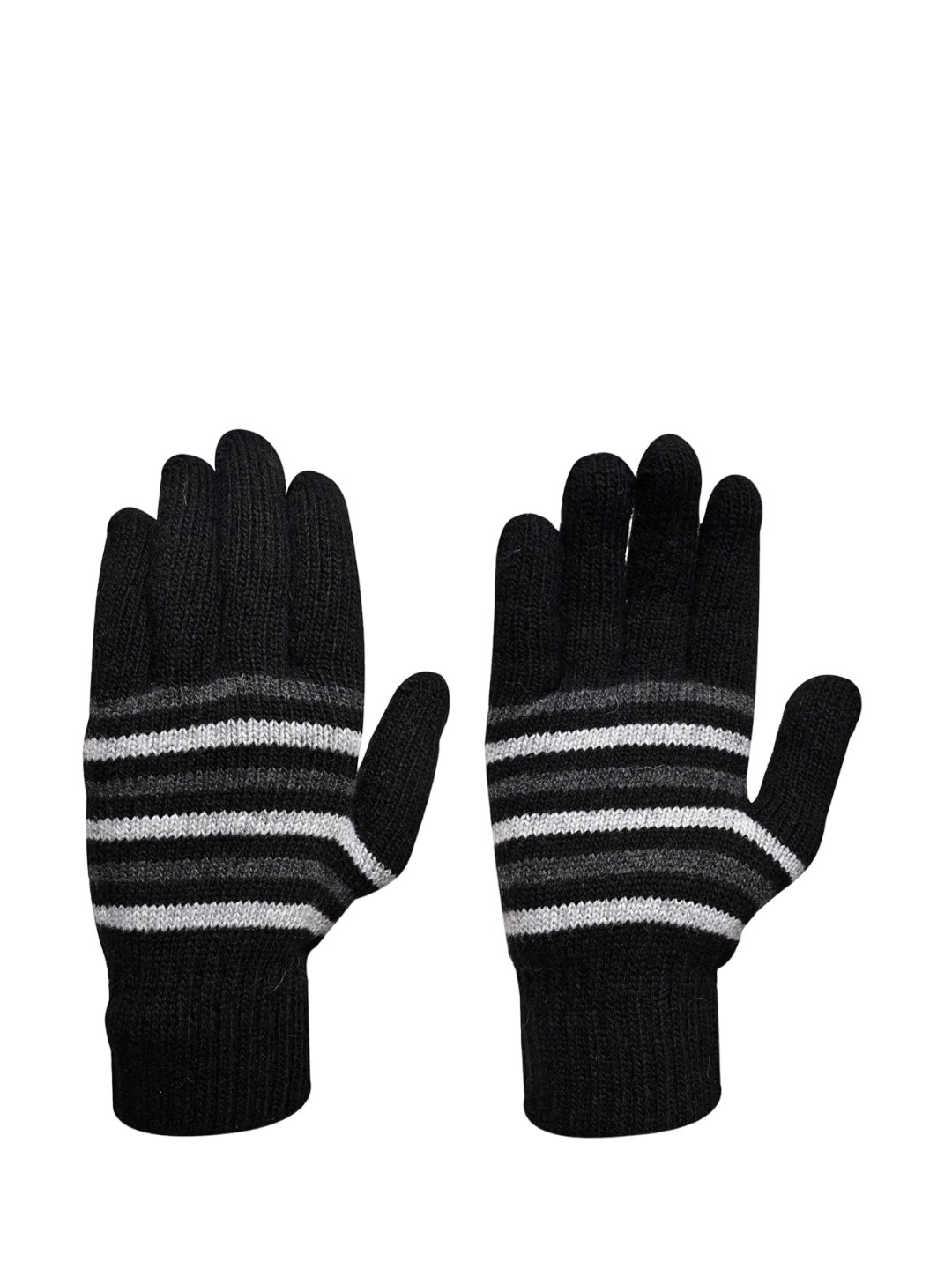 

LOOM LEGACY Men Striped Acrylic Winter Gloves, Black