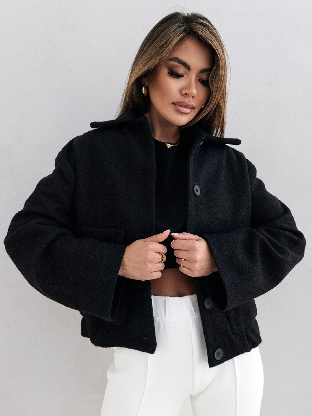 

StyleCast x Revolte Open Front Crop Shrug, Black