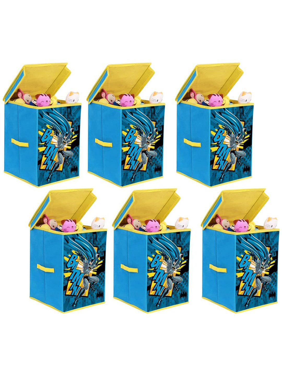 

prettykrafts Blue & Yellow 6 Pieces Reusable Multi-Utility Organisers