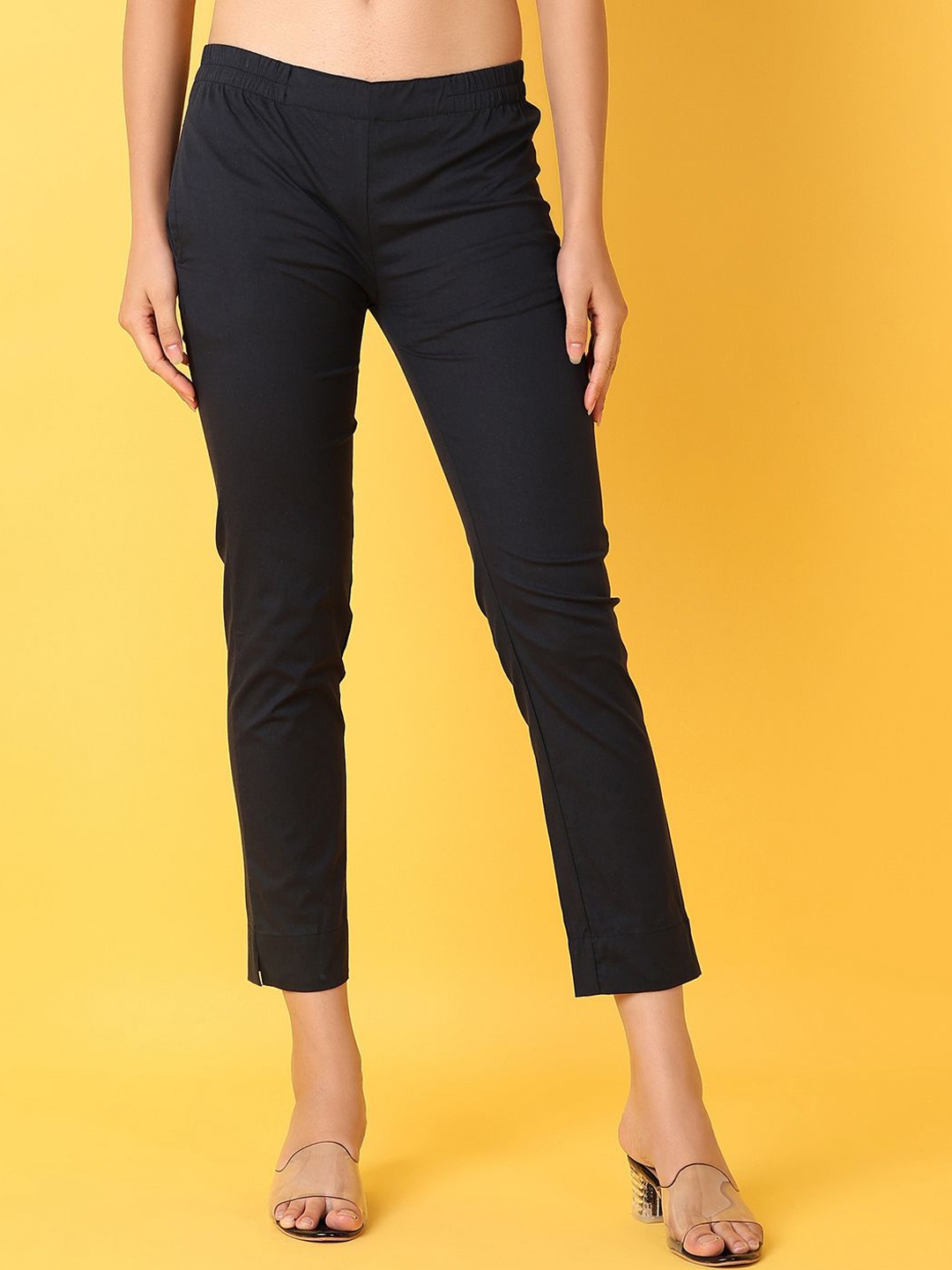 

V-Mart Women Solid Peg Trousers, Blue