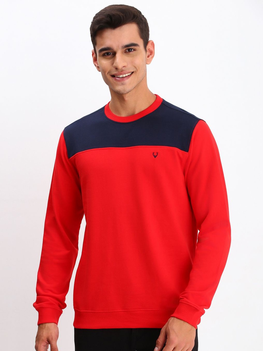 

Allen Solly Men Colourblocked Round Neck Cotton Pullover Sweatshirt, Red