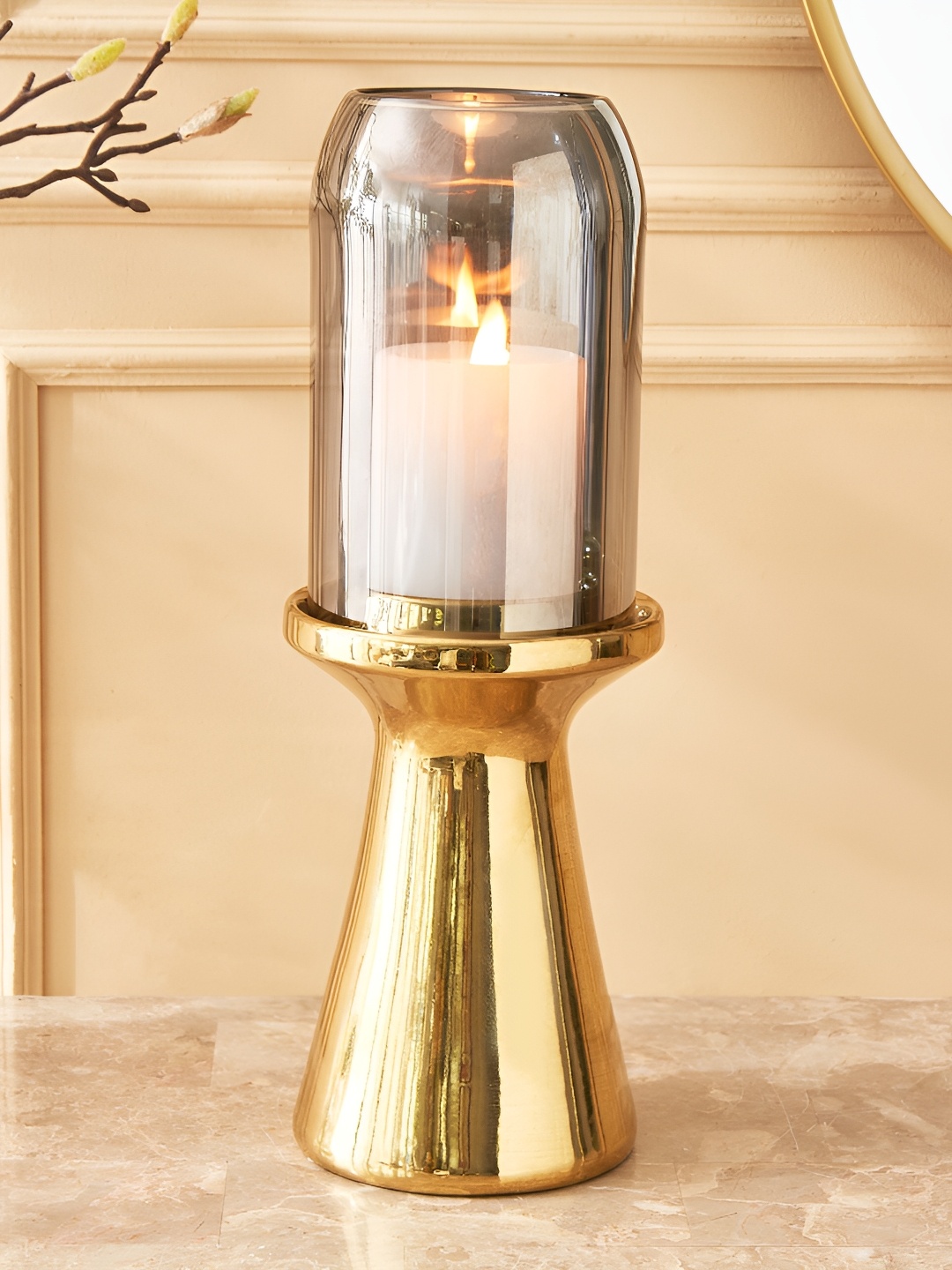 

Home Centre Eternity Viva Gold-Toned & Transparent Ceramic Candle Holder