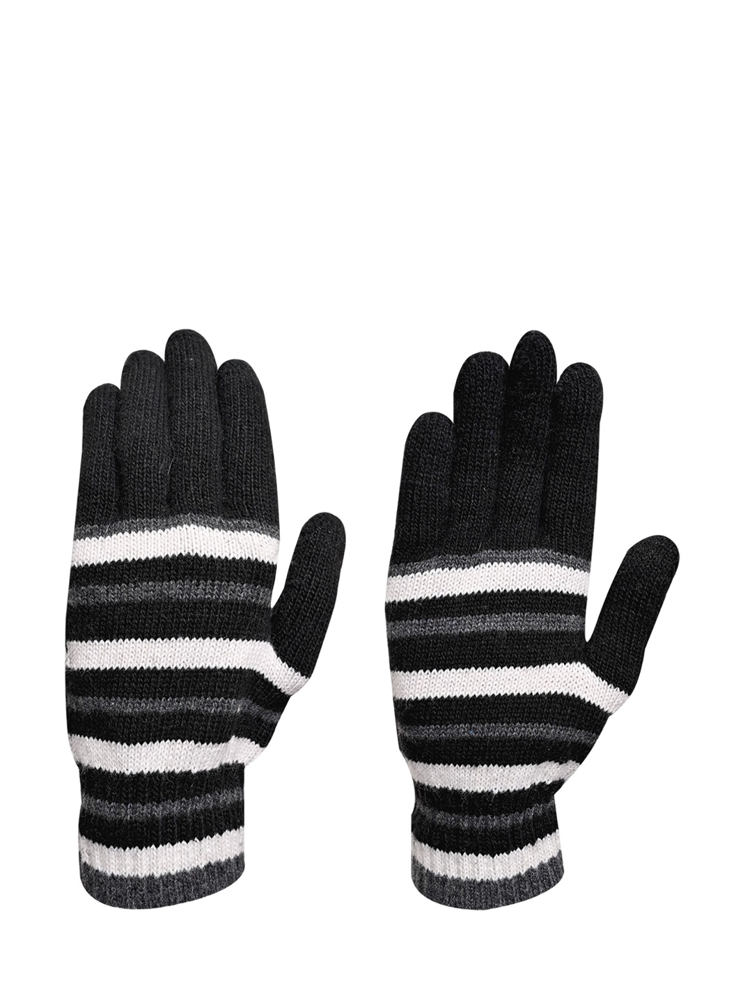 

LOOM LEGACY Men Striped Winter Touchscreen Gloves, Black