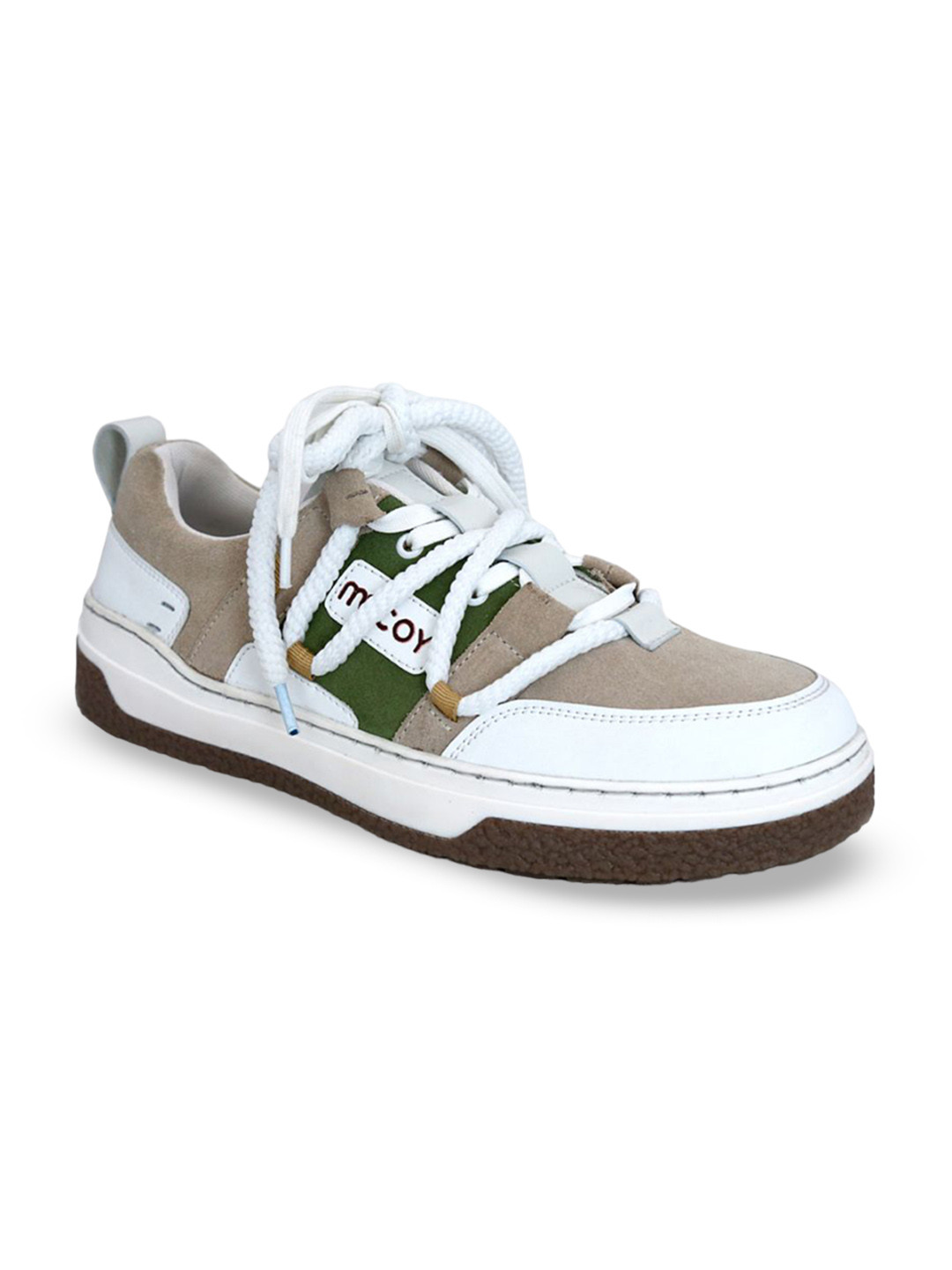 

mccoy Men Colourblocked Leather Sneakers, Off white