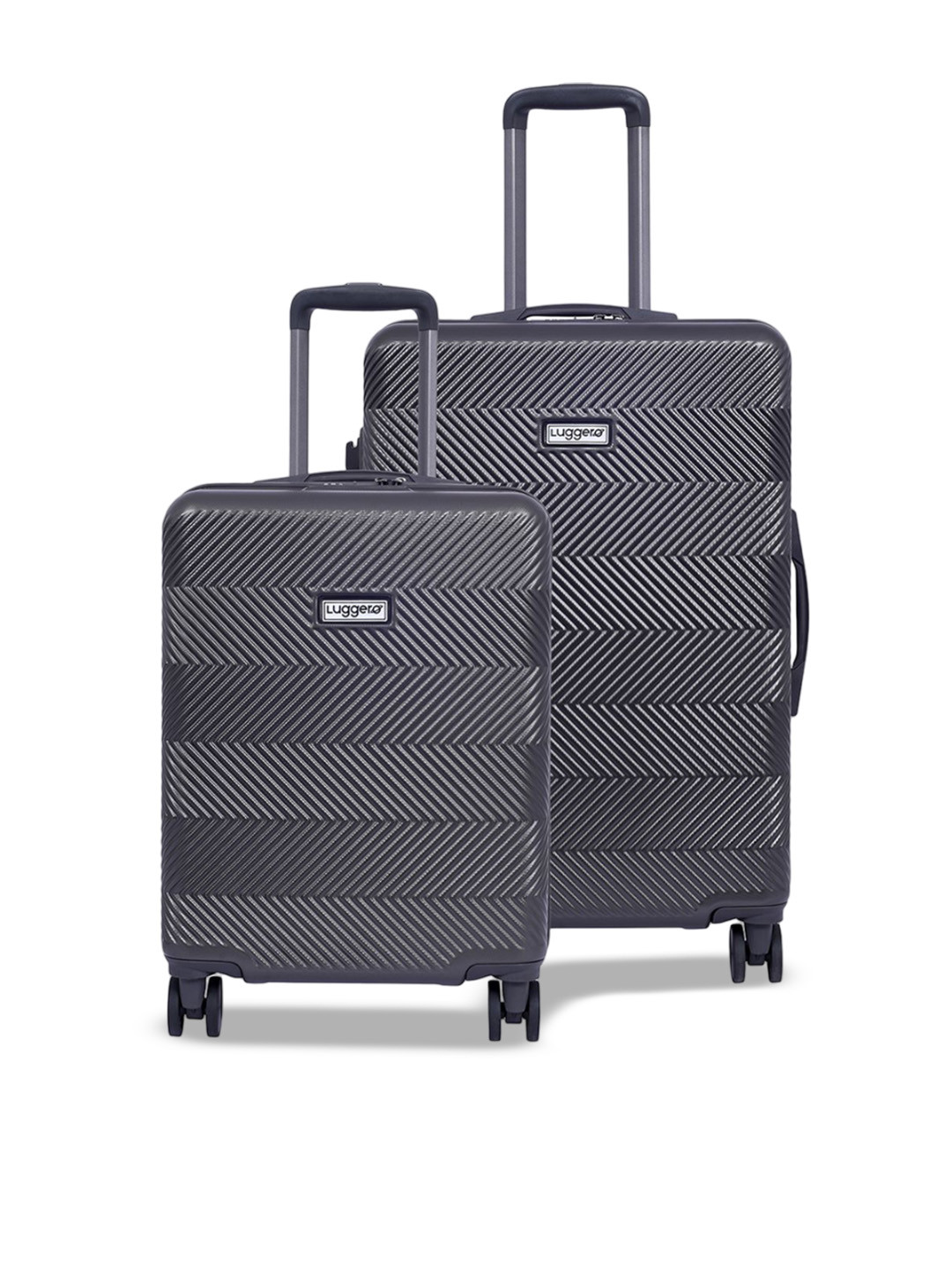 

Luggero Unisex Set Of 2 Textured Hard Sided 360-Degree Rotation Large Trolley Bags, Grey