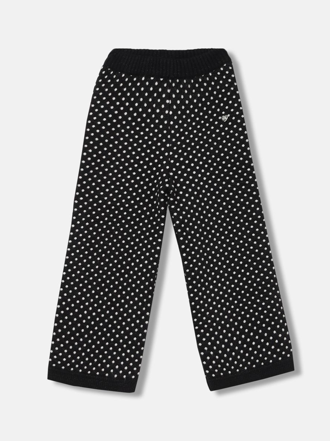 

Blue Giraffe Girls Polka Dot Printed Trousers, Black