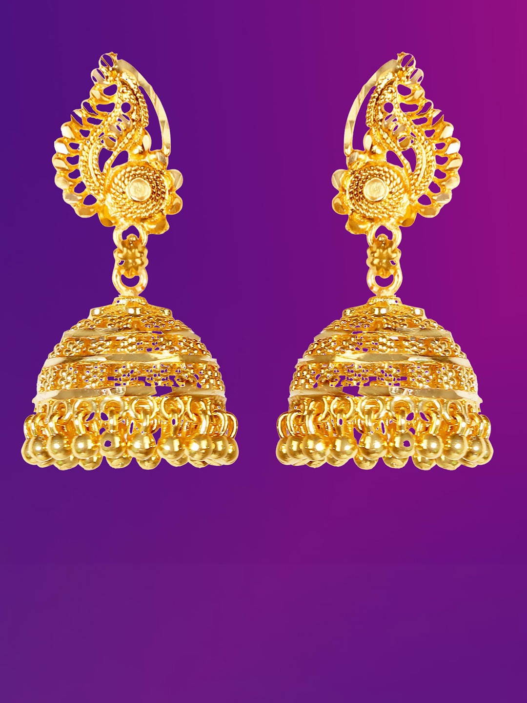 

Lila Contemporary Jhumkas Earrings, Gold