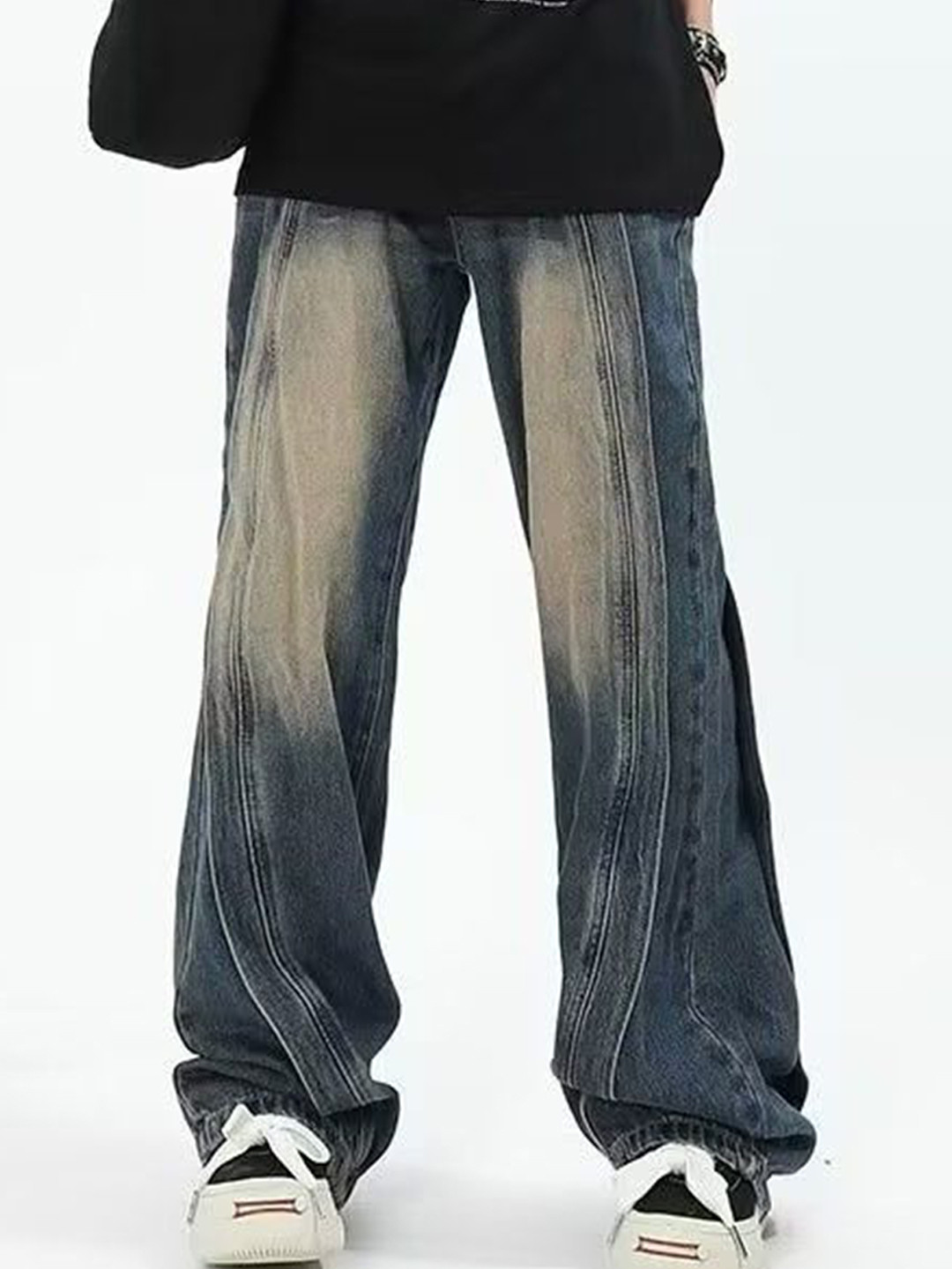 

StyleCast Men Wide Leg Heavy Fade Jeans, Blue