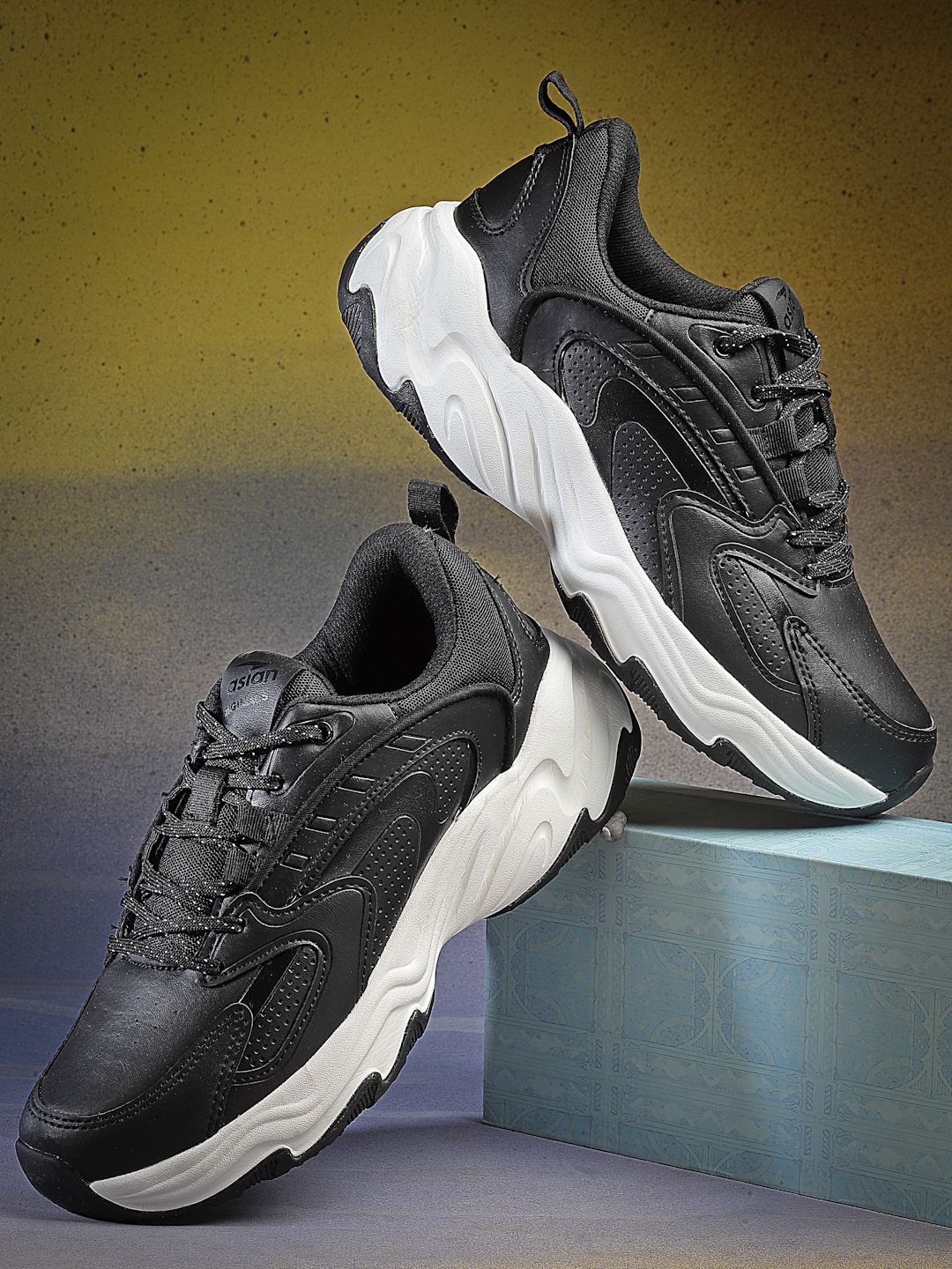 

ASIAN Men Mesh Running Non-Marking Shoes, Black