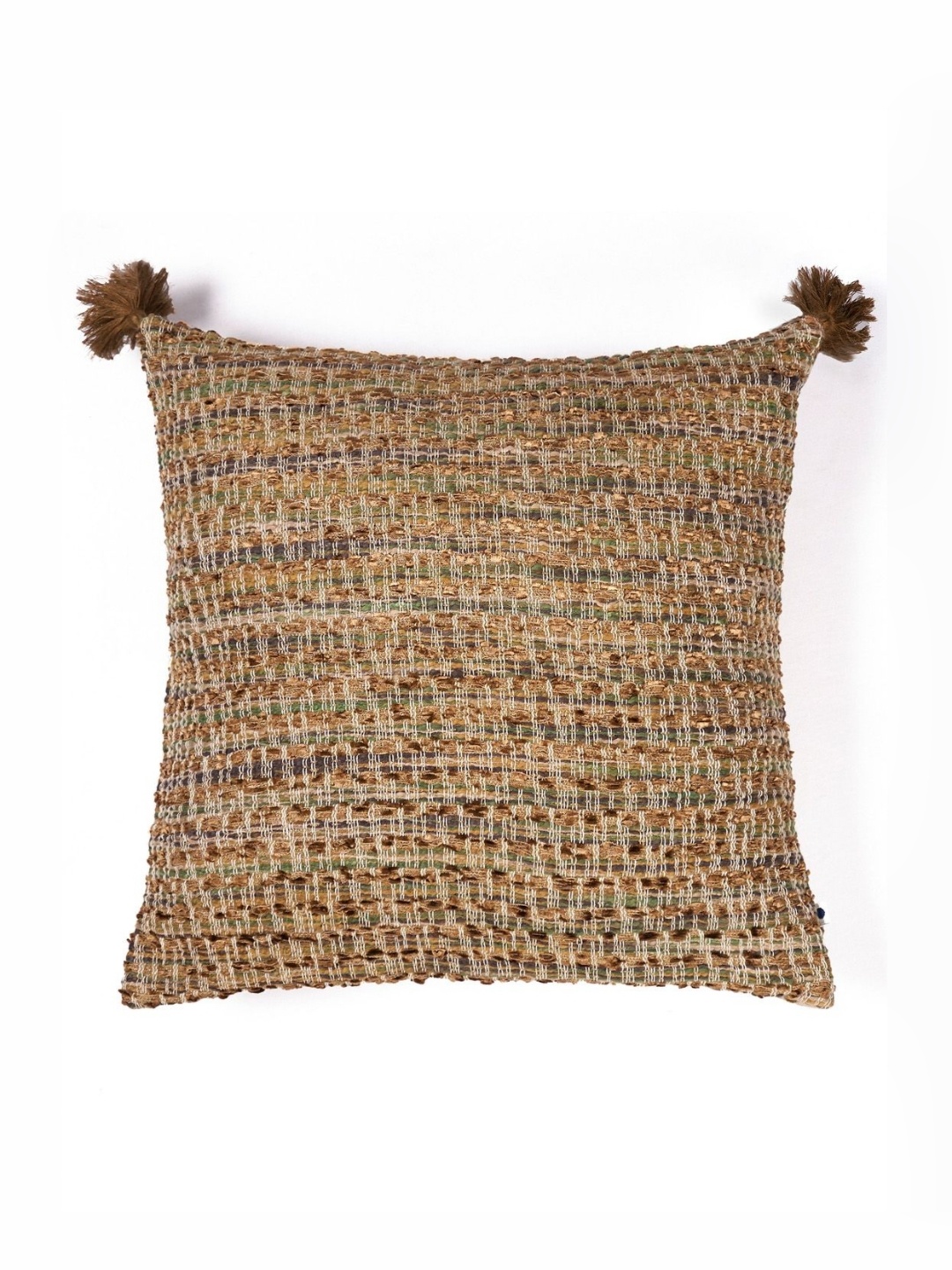 

ONSETHOMES Teak Khaki & Green Self Design Textured Square Cushion Covers