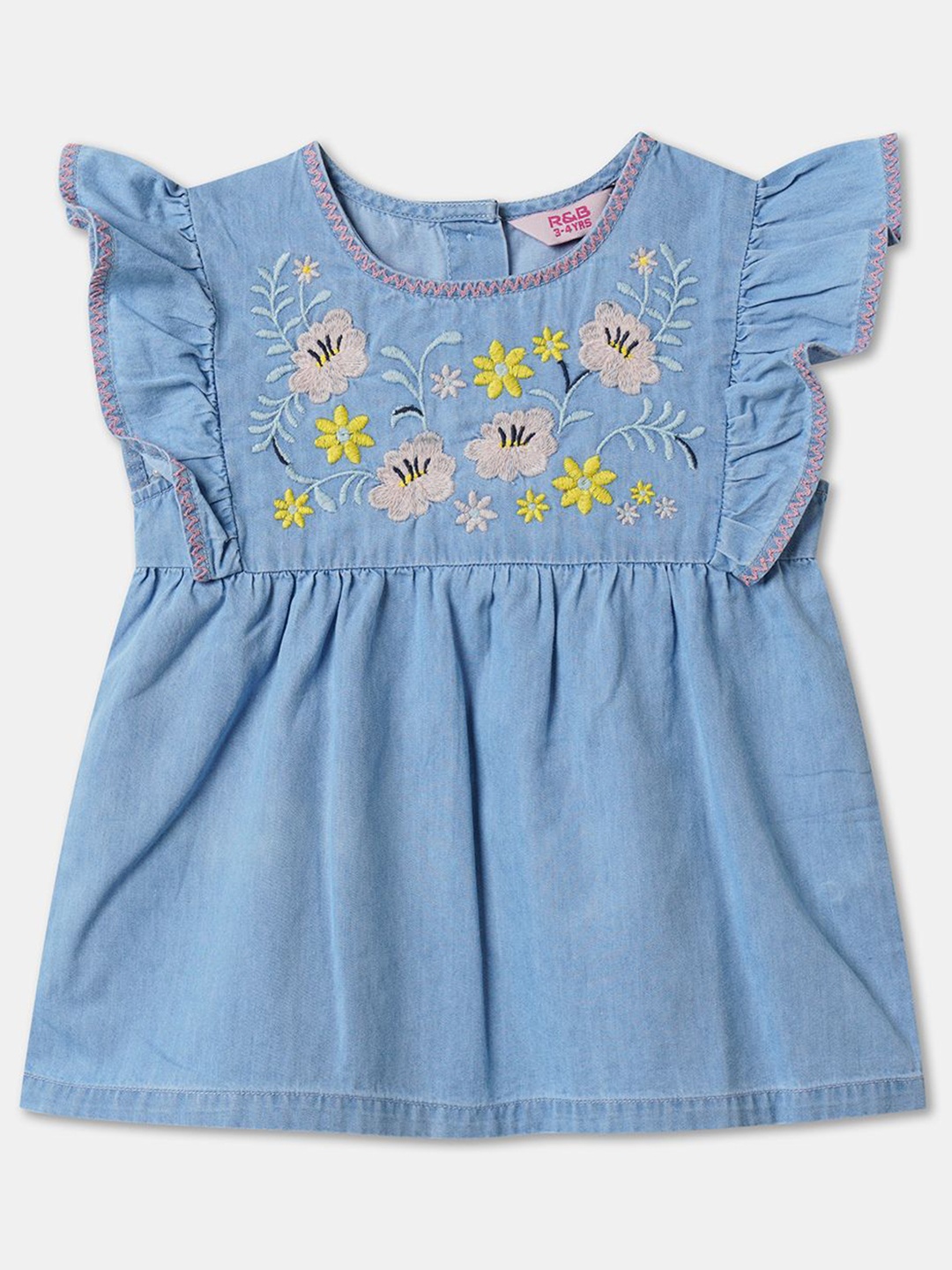 

R&B Flutter Sleeve Cotton Top, Blue