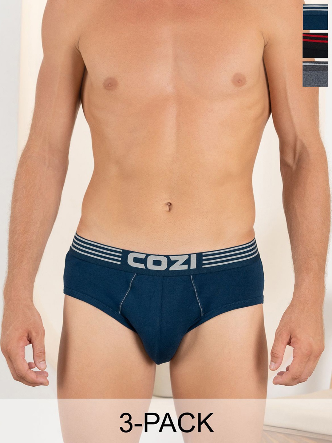 

Lux Cozi Pack Of 3 Men Assorted Pure Cotton Basic Briefs- COZI_1121_LUXURY_AST_3PC