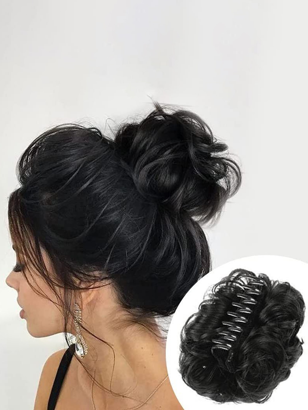 

D-Divine Clip-In Wavy Messy Bun Hair Extension - Black -