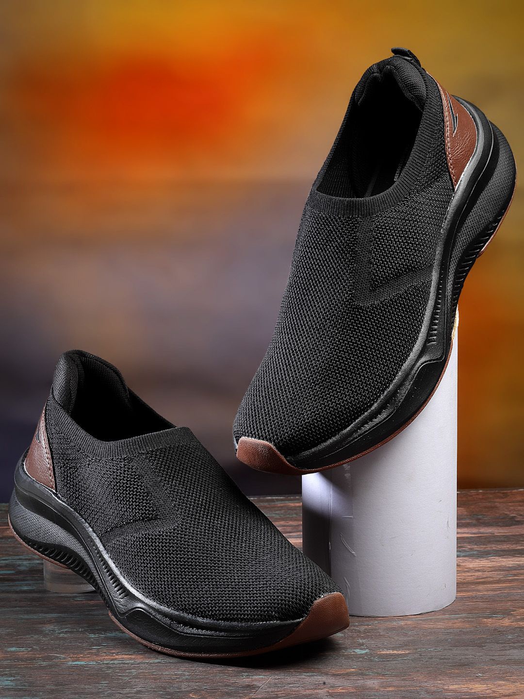 

ASIAN Men Mesh Walking Non-Marking Shoes, Black