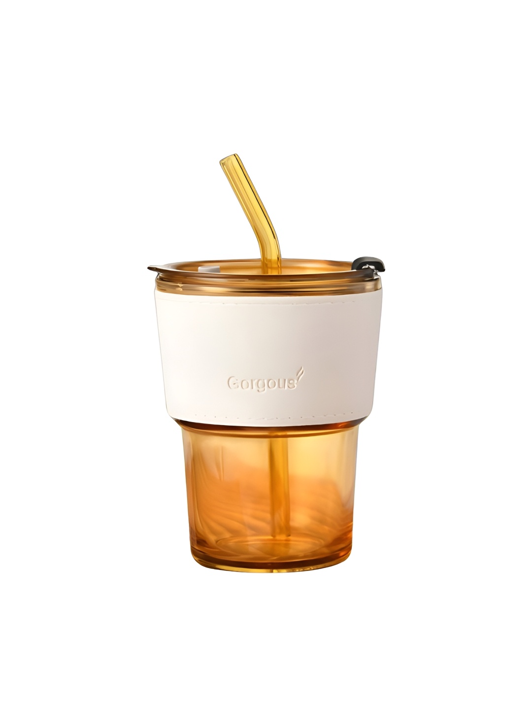 

WELOUR Brown & White Glossy Glass Cup 450ml