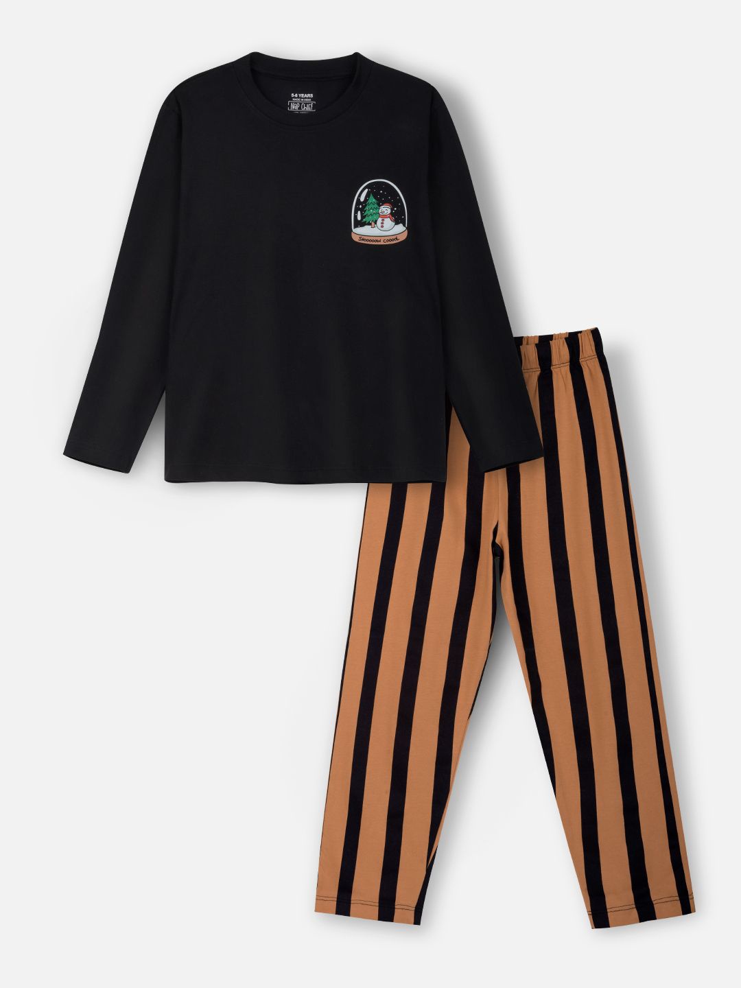 

Nap Chief Kids Printed Relaxed Fit Pure Cotton Night suit, Black