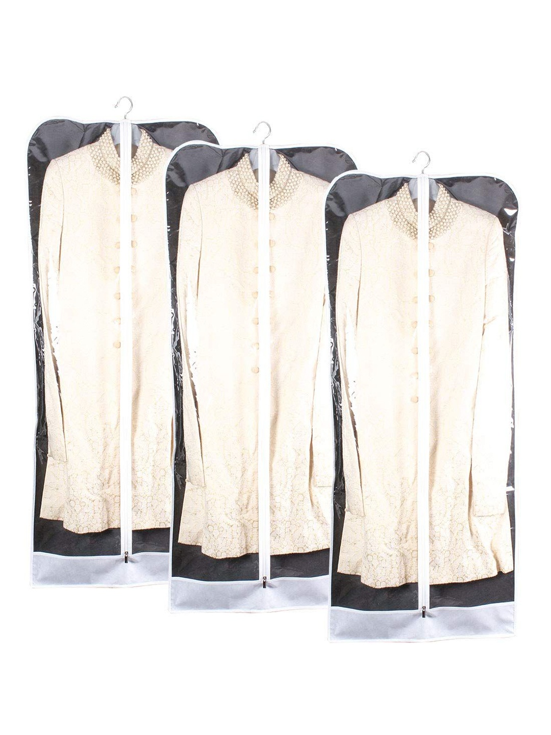 

prettykrafts Black & Transparent 3 Piece Reusable Suit Organisers