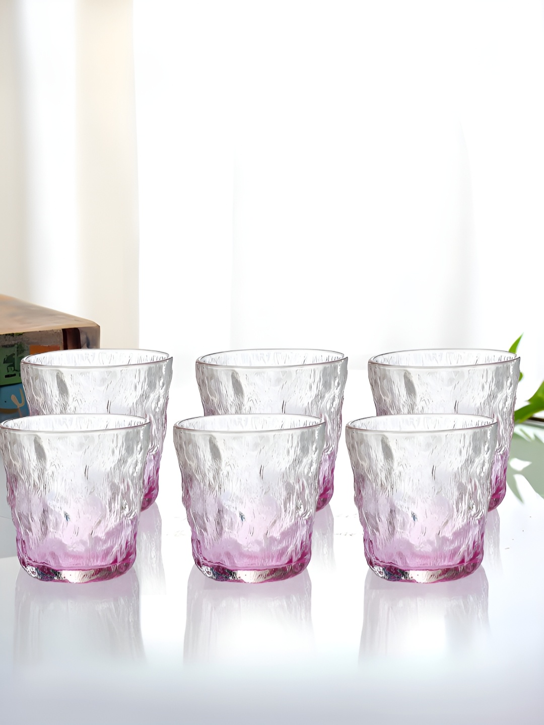 

The Better Home Purple 6 Pieces Textured Dishwasher Safe Glass 270 ml