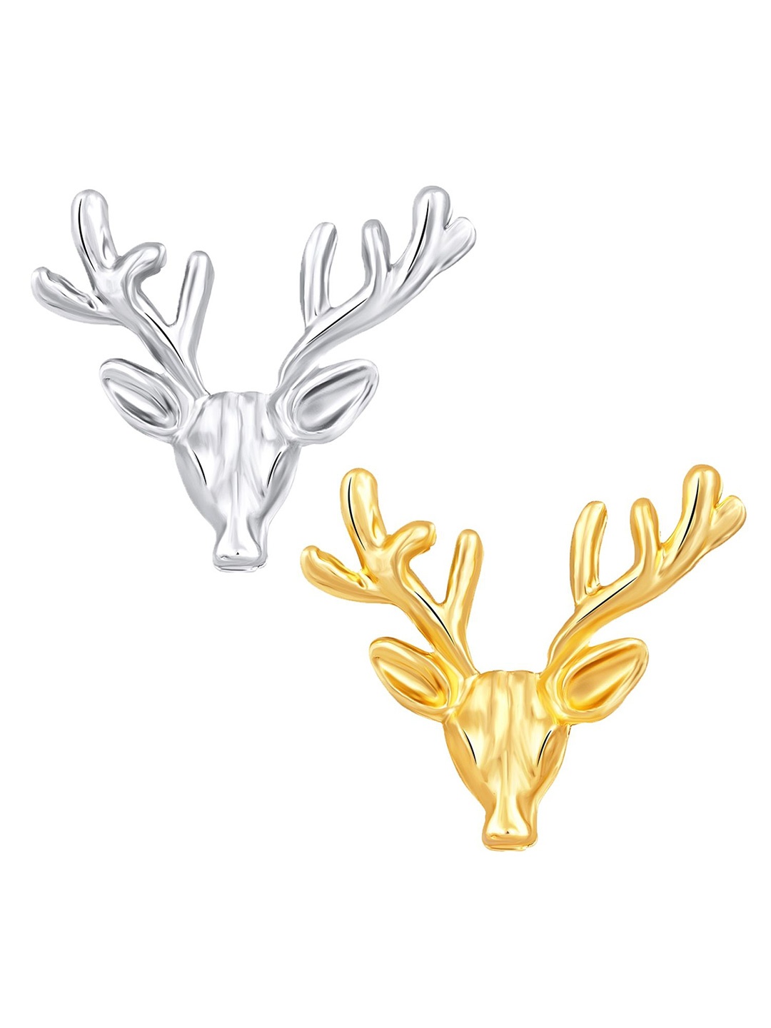 

Mahi Pack of 2 Men Gold & Silver Toned Deer-Face Shaped Brooches