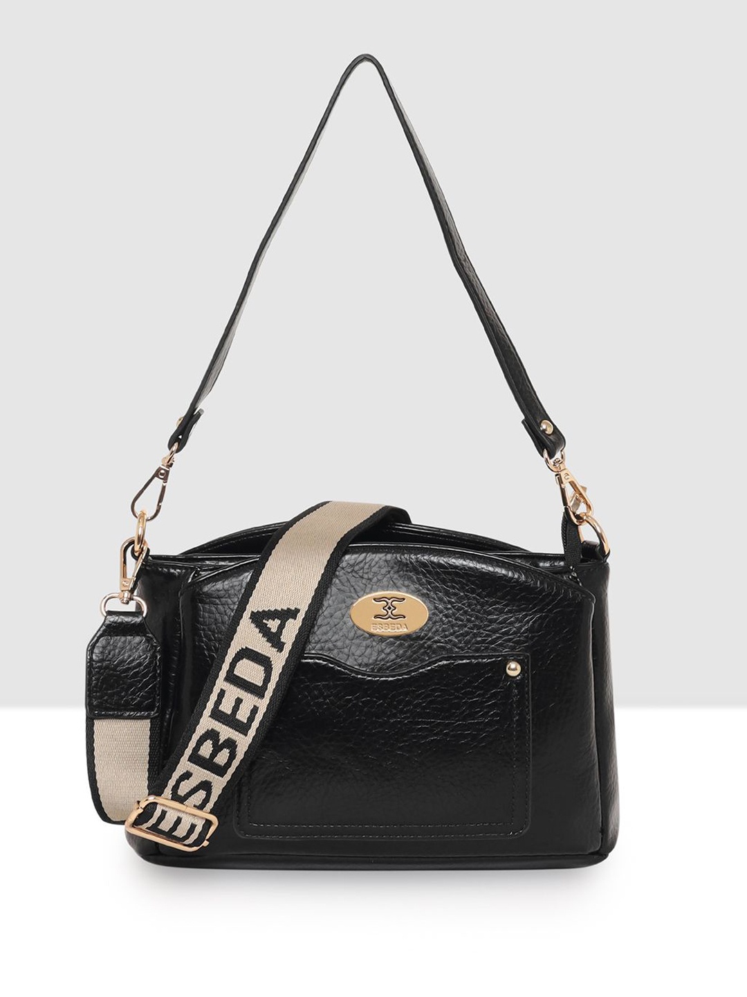 

ESBEDA Women Textured Swagger Sling Bag, Black