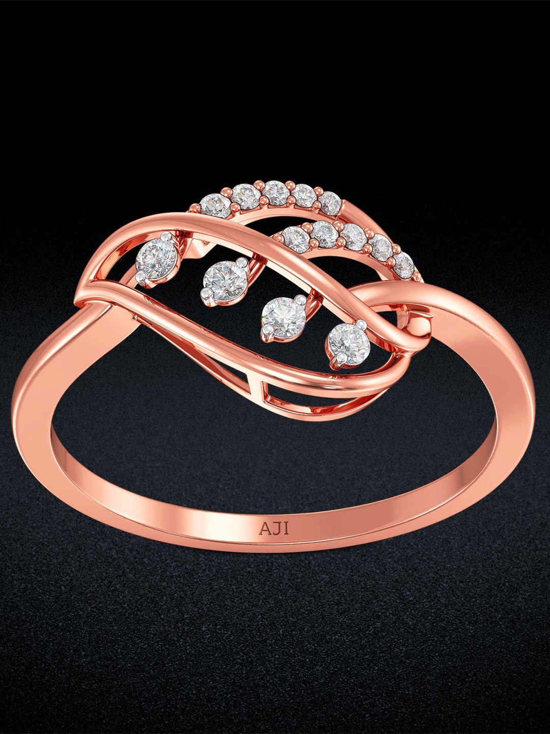 

Joyalukkas Women 18Kt Leaf Diamond Studded Finger Ring, Rose gold