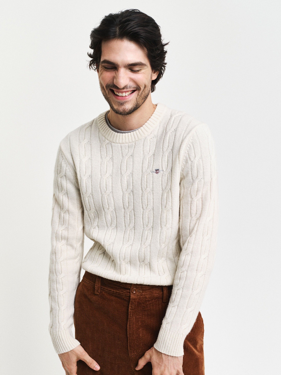 

GANT Men Woollen Pullover, Cream