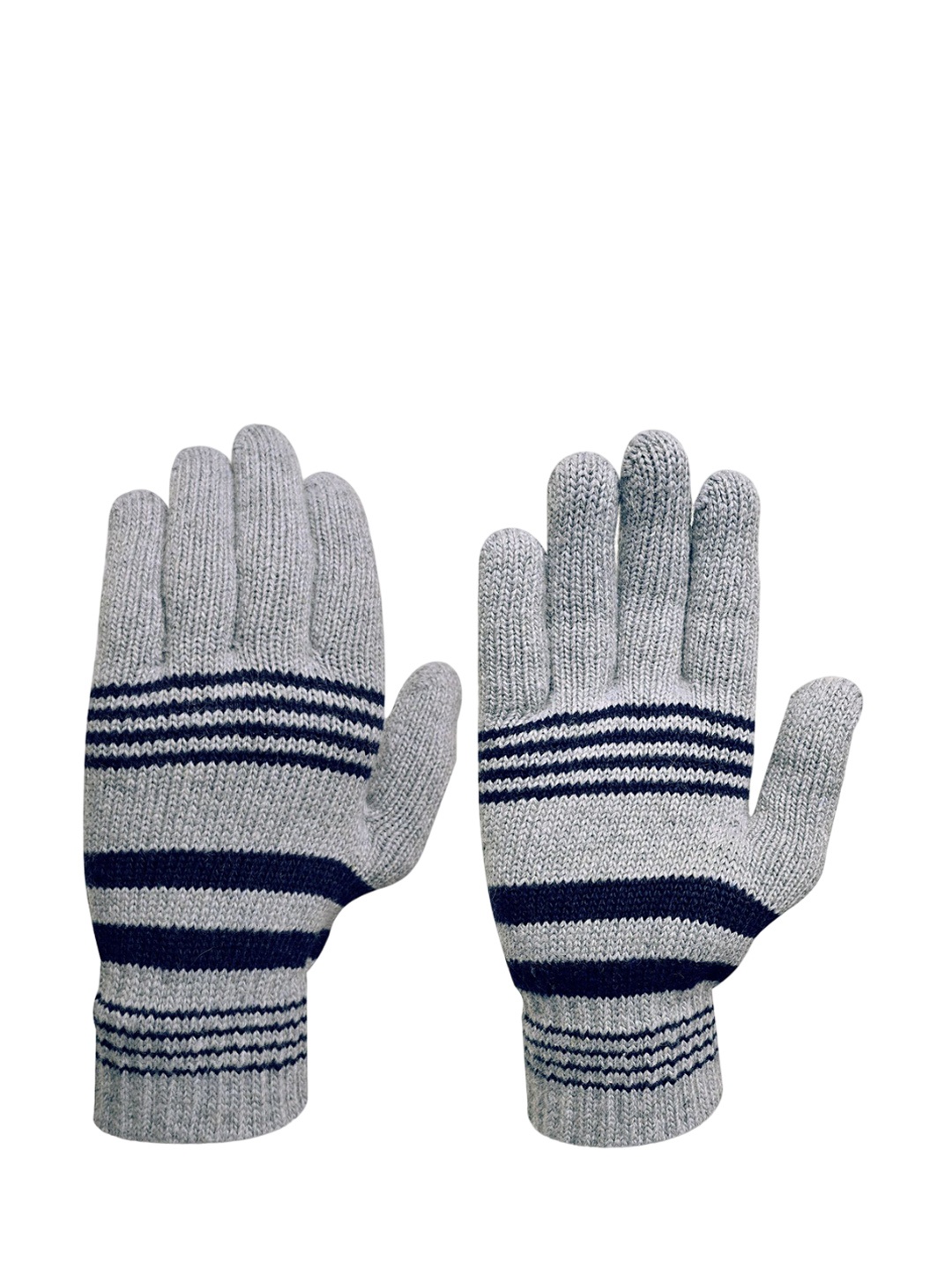 

LOOM LEGACY Men Striped Acrylic Winter Gloves, Grey