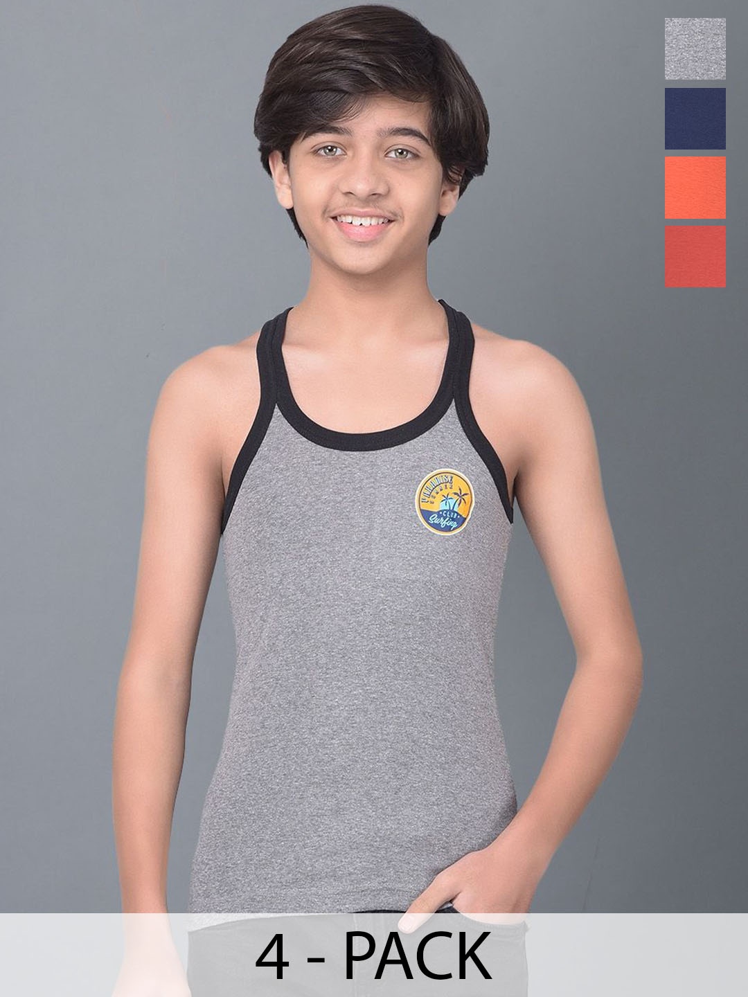 

Dollar Bigboss Boys Pack Of 4 Cotton Gym Vests, Assorted