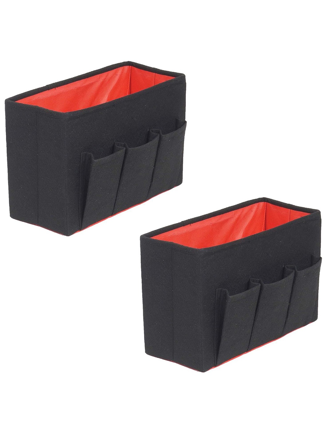 

prettykrafts Black & Red 2 Pieces Reusable Multi-Utility Organisers