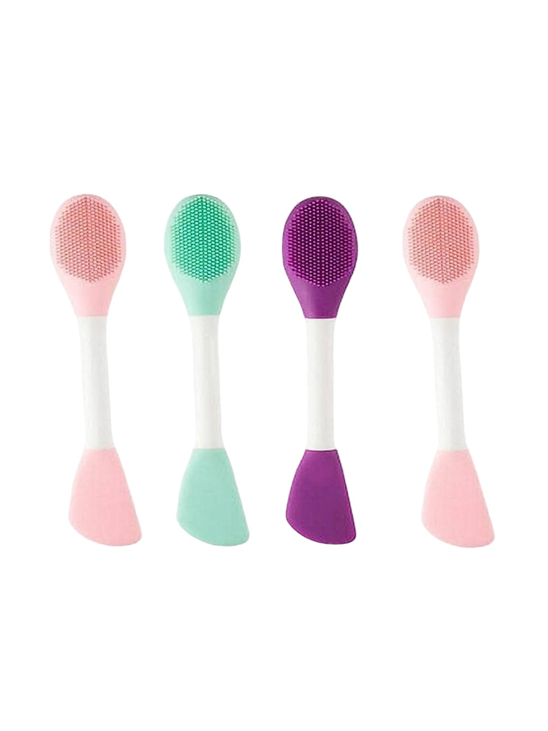 

Rsentera Set Of 4 Silicone 2 In 1 Face Mask Brush & Facial Cleansing Brush, Pink