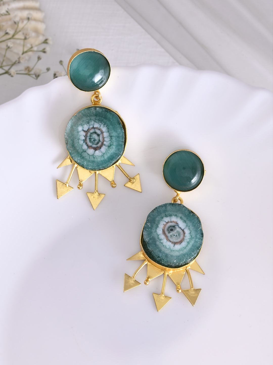 

DASTOOR Gold Plated Artificial Stones Studded Contemporary Drop Earrings