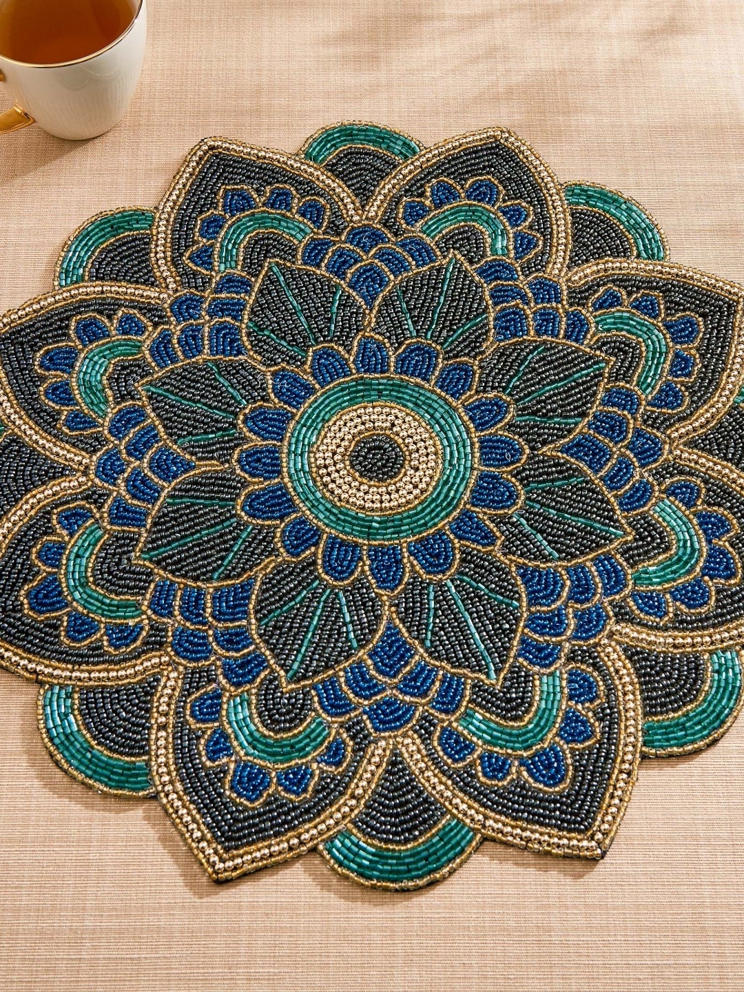 

Home Centre Corsica Moksha Blue & Green Beaded Table Placemats