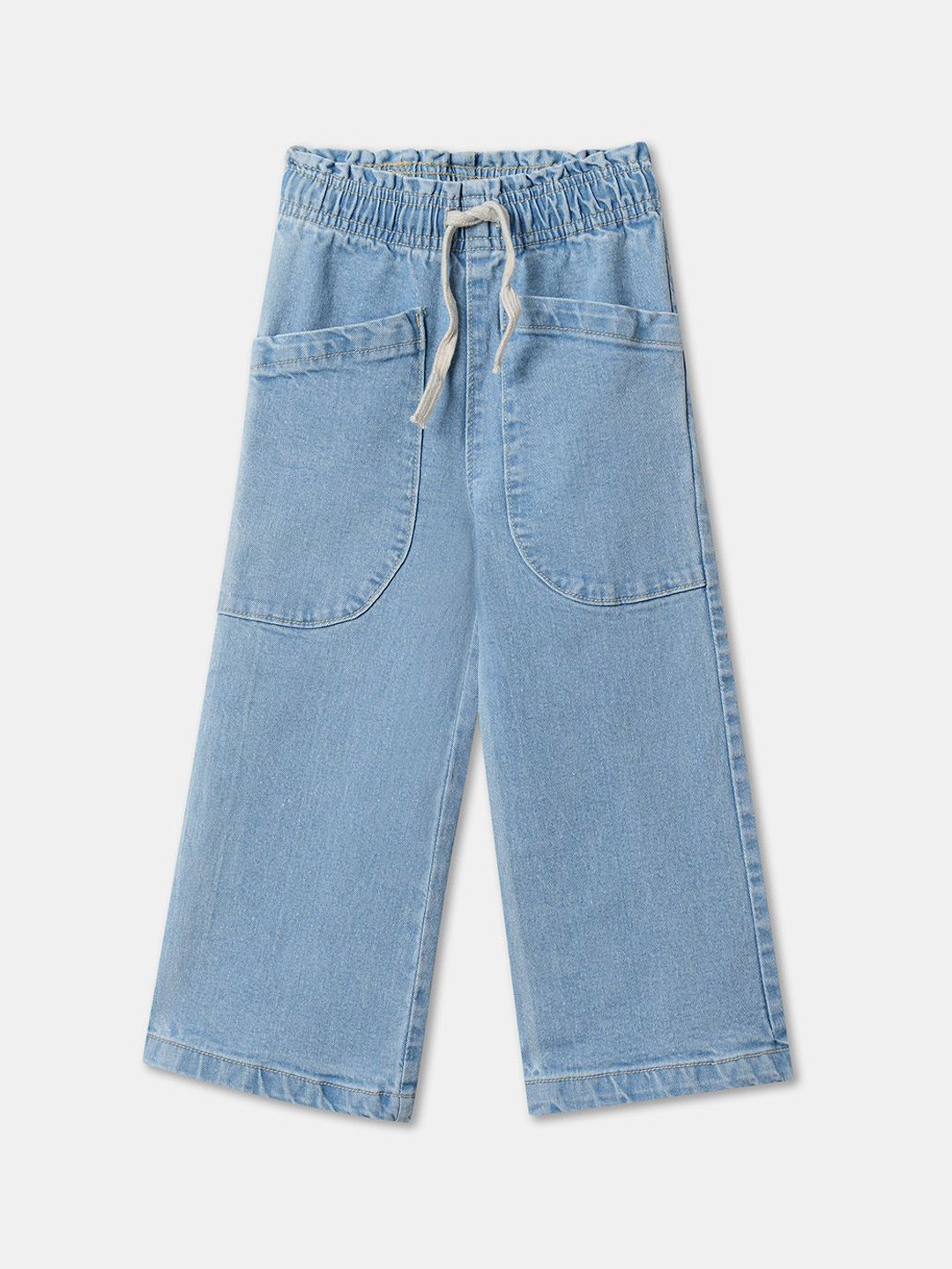 

R&B Girls Wide Leg Low Distress Jeans, Blue
